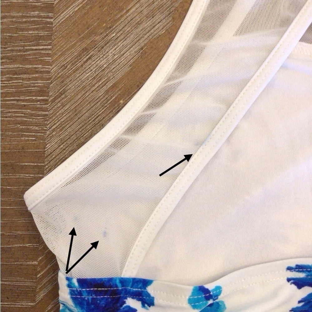 Kandi Kouture Blue Floral Sleeveless Sheer Panel Halter Dance Leotard Size TM - Picture 9 of 10
